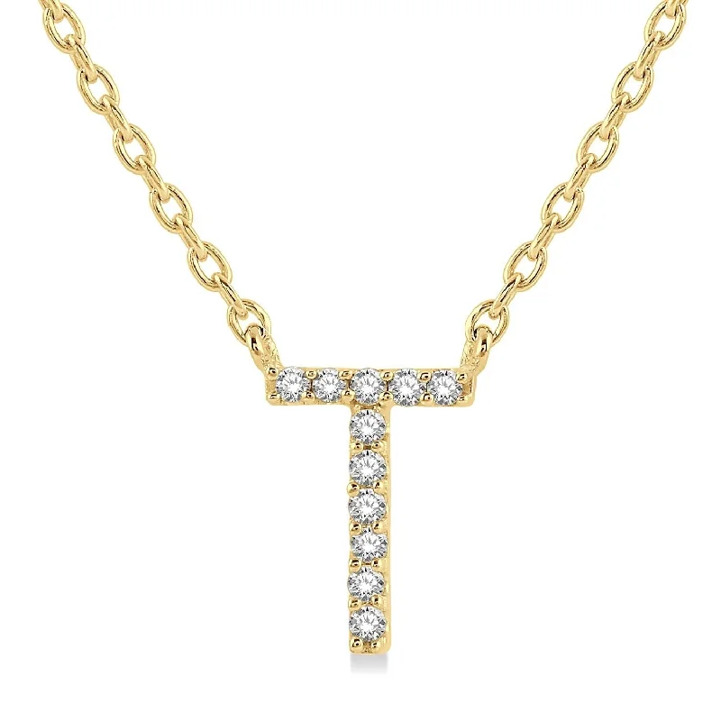 moon pendant necklace with crystal -Diamond 'T' Necklace