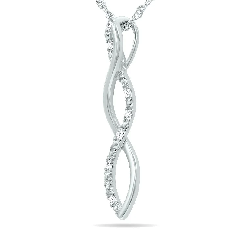 silver leaf pendant necklace -Diamond Twist Pendant in .925 Sterling Silver