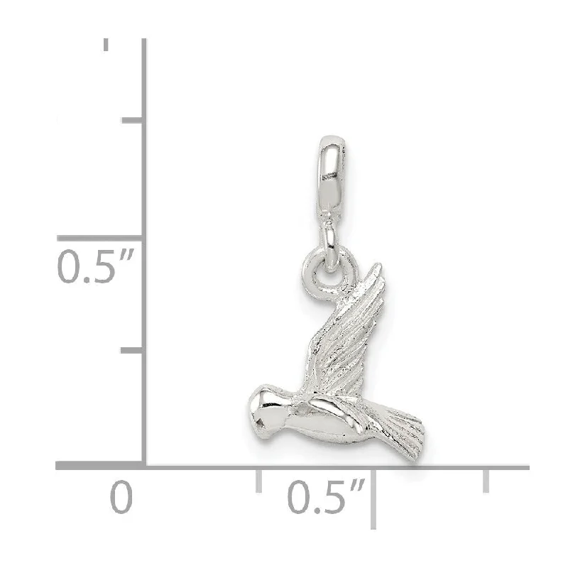 silver choker pendant necklace -Diamond2Deal 925 Sterling Silver Bird Enhancer Pendant (L- 21 mm, W- 11 mm)