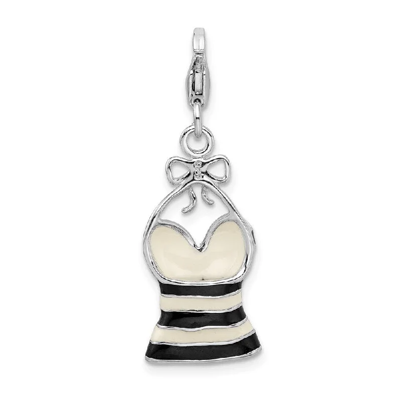 heart pendant necklace gold -Diamond2Deal 925 Sterling Silver Enameled 3-D Tank Top Pendant (L- 33 mm, W- 12 mm)