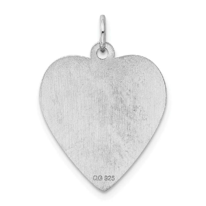 custom engraved pendant necklace gold -Diamond2Deal 925 Sterling Silver Engraveable Heart Polished Front Satin Back Disc Pendant (L- 27 mm, W- 19 mm)