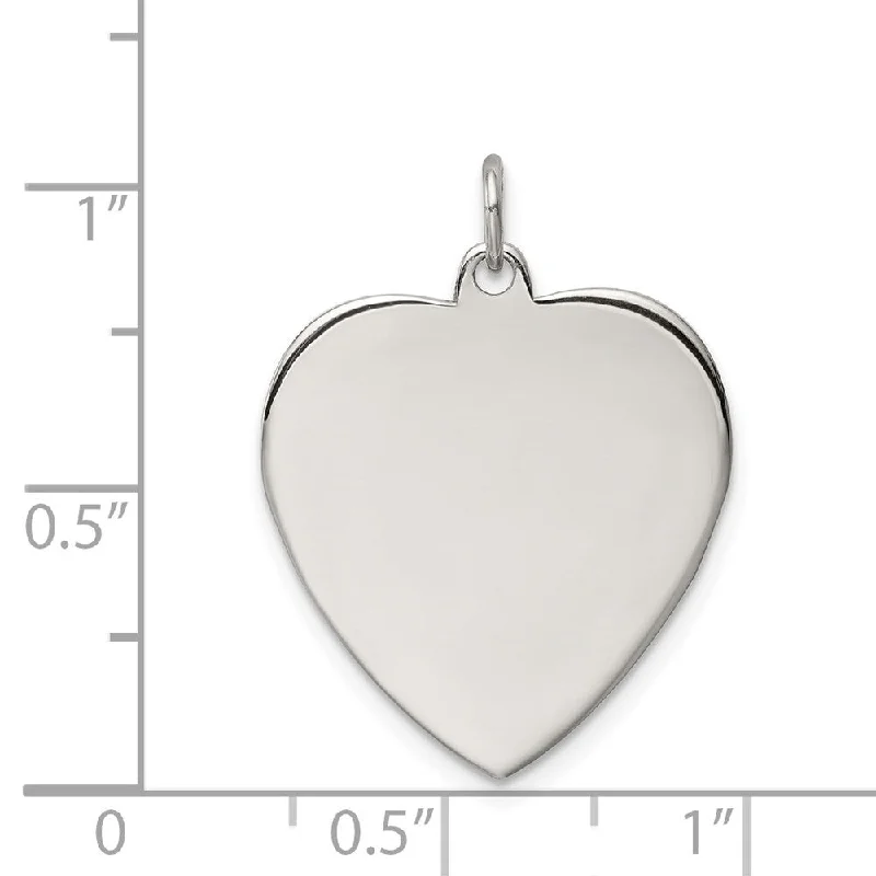 personalized heart pendant necklace -Diamond2Deal 925 Sterling Silver Engraveable Heart Polished Front Satin Back Disc Pendant (L- 28 mm, W- 21 mm)