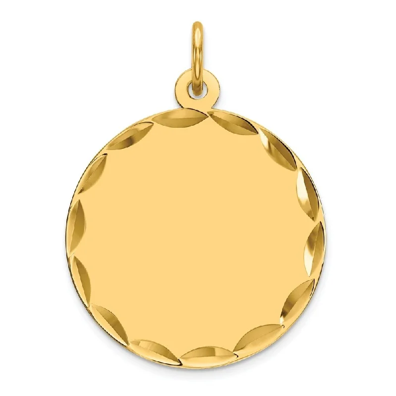 luxury pendant necklace gold -Diamond2Deal 925 Sterling Silver Engraveable Polished Disc Pendant (L- 26 mm, W- 19 mm)