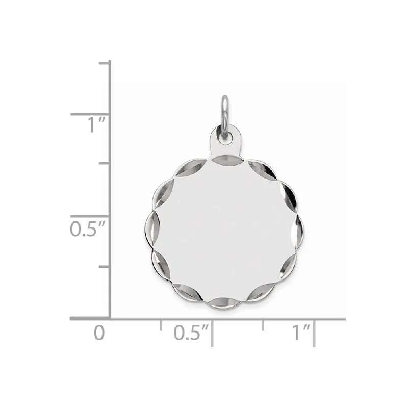 women’s pendant necklace silver -Diamond2Deal 925 Sterling Silver Engraveable Polished Front Satin Back Disc Pendant (L- 24 mm, W- 19 mm)