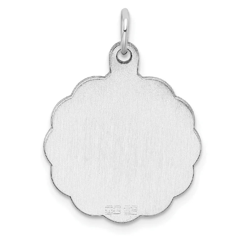 silver moon pendant necklace -Diamond2Deal 925 Sterling Silver Engraveable Polished Front Satin Back Disc Pendant (L- 26 mm, W- 20 mm)