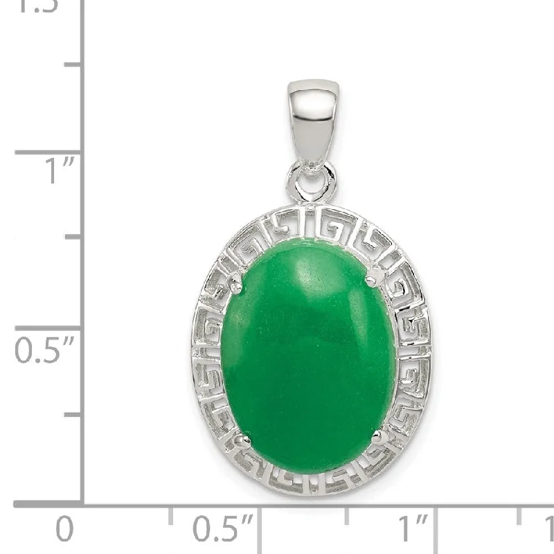 sterling silver pendant with heart -Diamond2Deal 925 Sterling Silver Jade Greek Key Pendant (L- 23 mm, W- 17 mm)