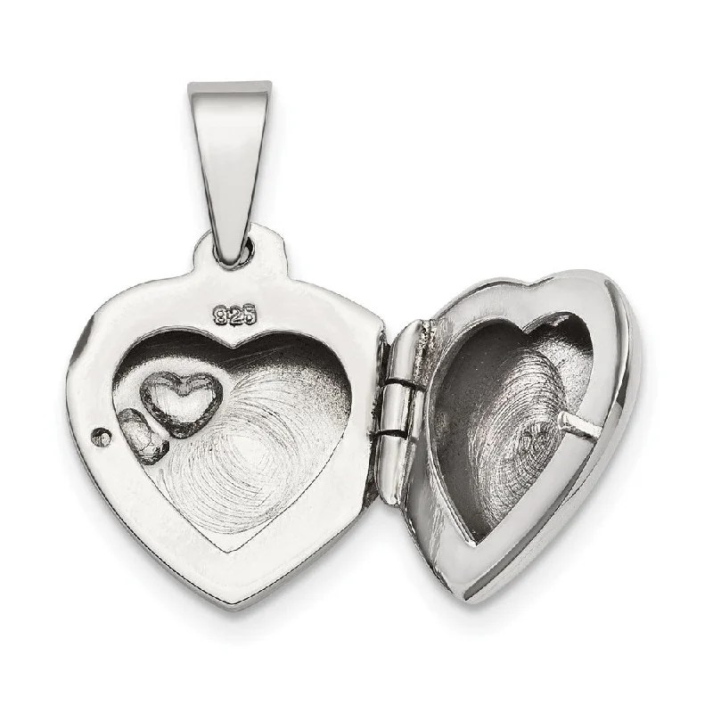 handmade heart pendant necklace -Diamond2Deal 925 Sterling Silver Polished 13mm Heart Locket