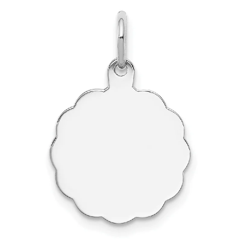 silver pendant necklace with moonstone -Diamond2Deal 925 Sterling Silver Rh-plt Engraveable Polished Front/Satin Back Disc Charm