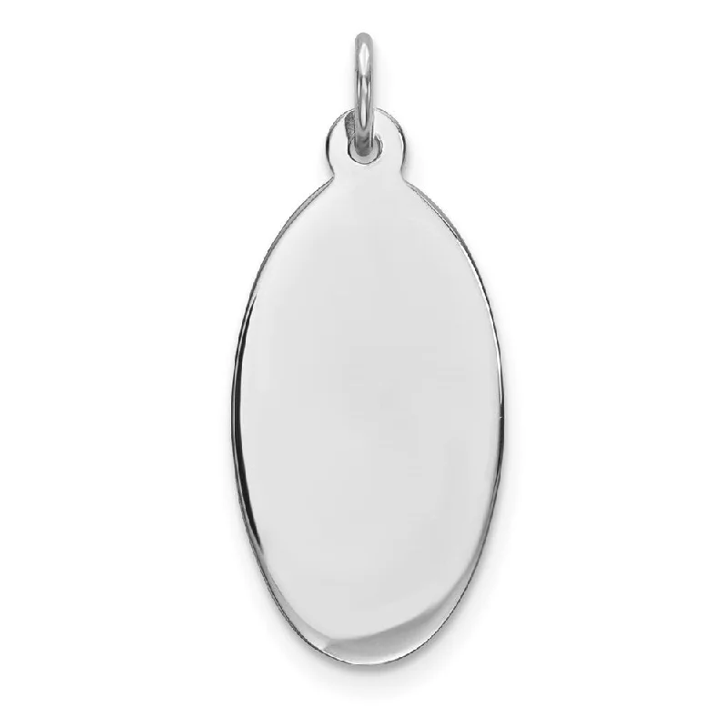 women’s custom pendant necklace silver -Diamond2Deal 925 Sterling Silver Rhod-Plated Eng. Oval Polish Front Satin Back Disc Pendant (L- 35 mm, W- 14 mm)