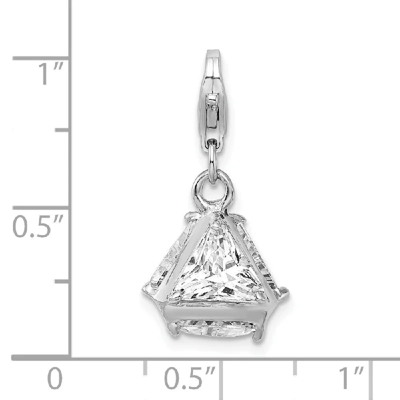 unique bar pendant necklace gold -Diamond2Deal 925 Sterling Silver Rhodium Plated 3-D CZ Pendant (L- 24 mm, W- 13 mm)