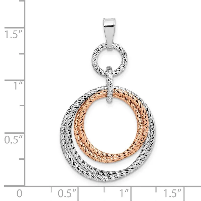 luxury pendant necklace for brides -Diamond2Deal 925 Sterling Silver Rose Gold-plated Diamond Cut Pendant (L- 41.75 mm, W- 23 mm)