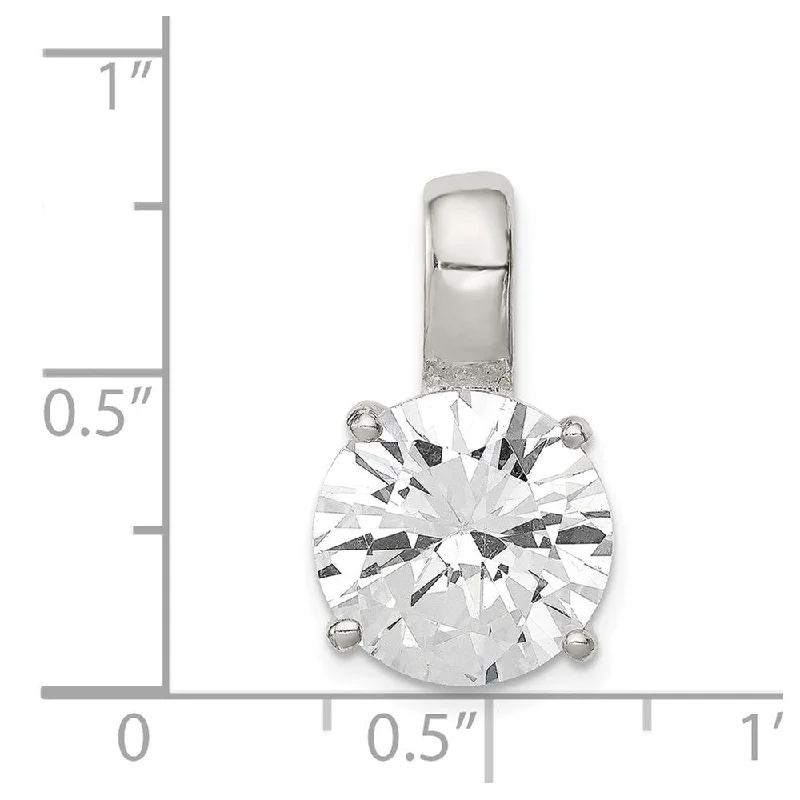 adjustable heart pendant necklace -Diamond2Deal 925 Sterling Silver Round CZ Pendant (L- 21 mm, W- 12 mm)