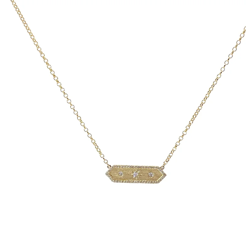 engraved bar pendant necklace silver -Diamonds Necklace