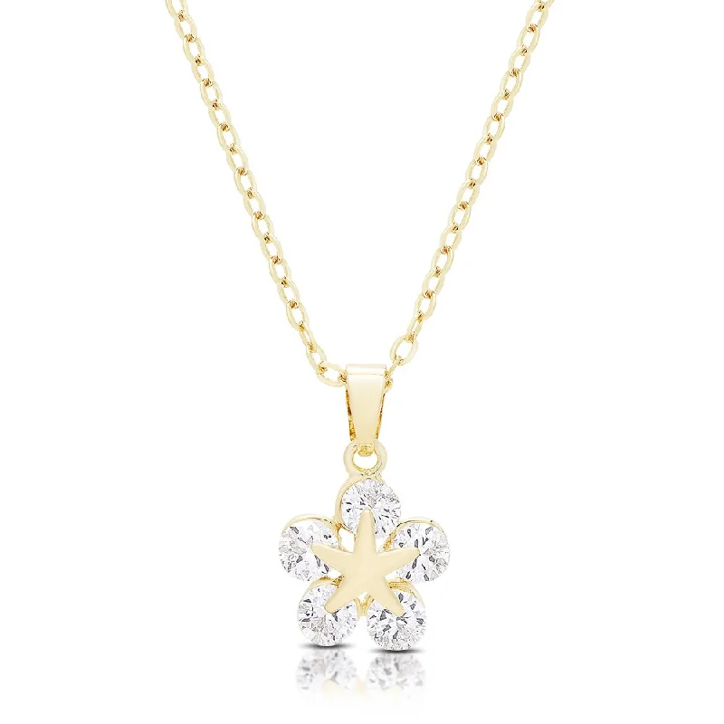 custom pendant necklace with initials -Dolce Giavonna Gold or Silvertone Cubic Zirconia Star Necklace