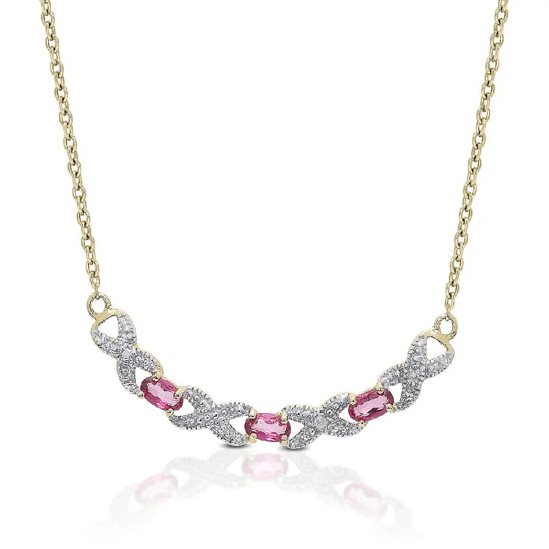 gold and pearl pendant necklace -Dolce Giavonna Gold over Sterling Silver Pink Topaz and Diamond Accent 'XO' Necklace