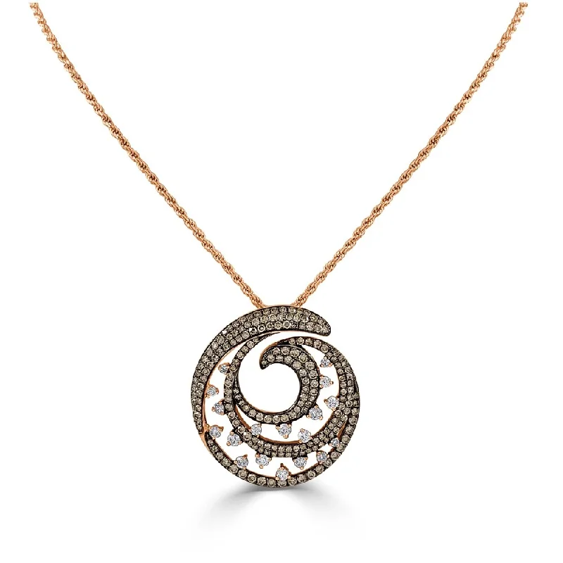 handmade gemstone pendant necklace gold -Joelle 14K Gold Champagne & White Diamond 2.08 ct. Necklace - 18-inch Chain