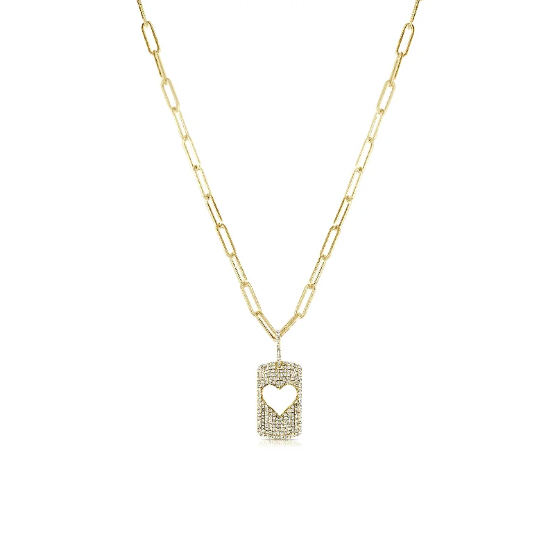 unique silver pendant necklace -Joelle 14K Yellow Gold 0.45 TDW Heart Charm Link Necklace