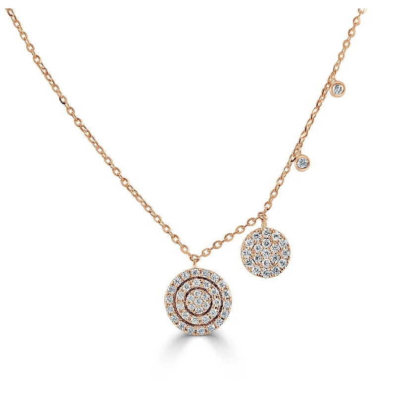 celestial pendant necklace with moon -Joelle Diamond Circle Necklace 14K Gold 1/3ct TDW Adjustable 16-inch -18-inch Necklace