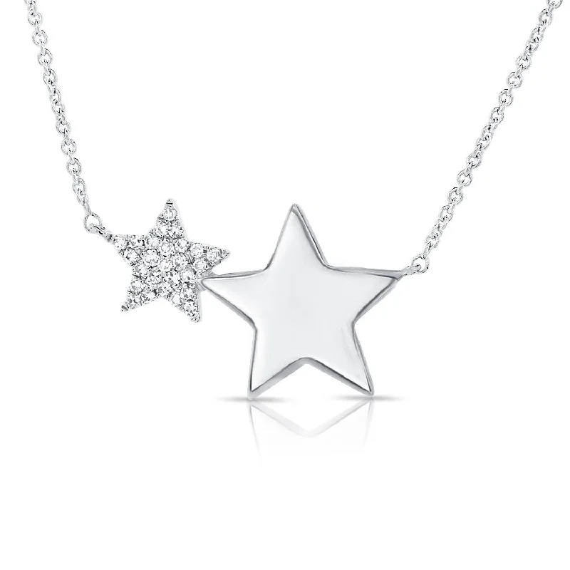 large gold pendant necklace -Joelle Diamond Double Star Necklace 14K Gold