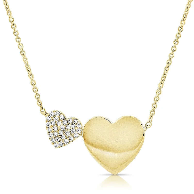 custom engraved heart pendant necklace -Joelle Diamond Heart Necklace 1/10ct 14K Yellow Gold