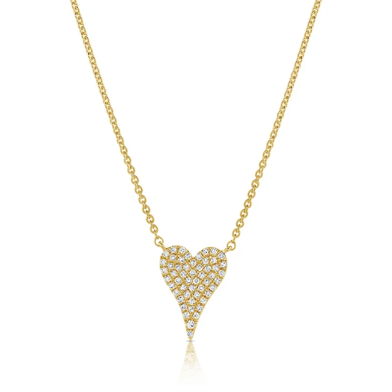 women’s personalized charm pendant -Joelle Diamond Pave Heart Pendant 1/10 Cttw. 14K Yellow Gold Heart Necklace