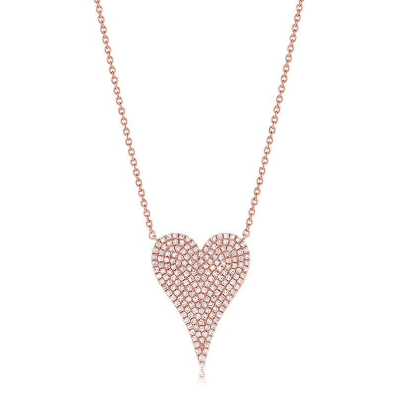 custom pendant necklace with birthstone -Joelle Diamond Pave Heart Pendant 1/2 Cttw.14K Gold - Heart Necklace