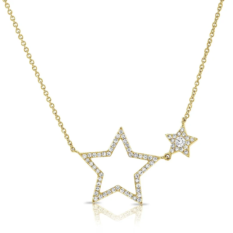 geometric heart pendant necklace -Joelle Diamond Star 14K Gold Necklace 1/5ct TDW