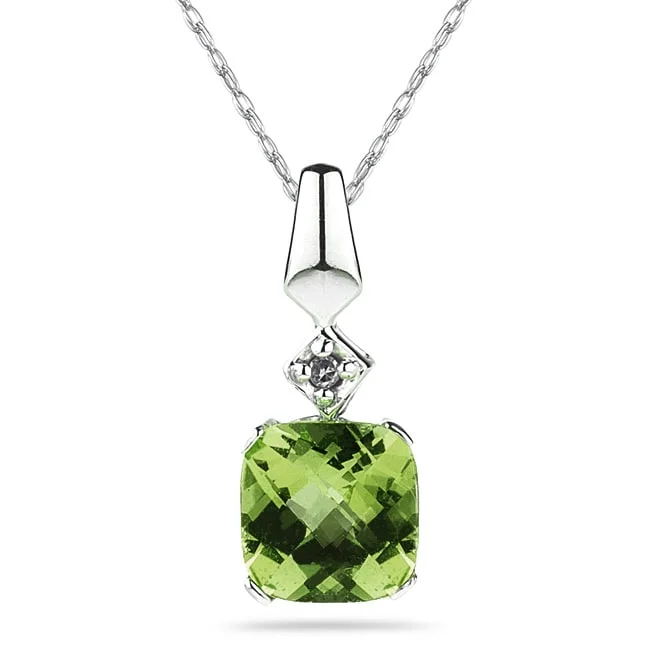 moonstone pendant necklace for women -Marquee 10k White Gold Peridot and Diamond Necklace