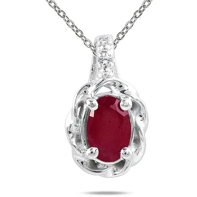 adjustable gemstone pendant necklace -Marquee 10k White Gold Ruby Pendant