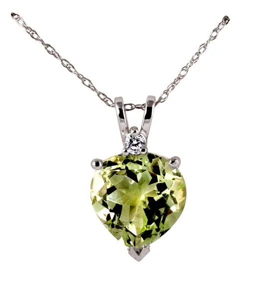 crystal and pearl pendant necklace -Marquee 14k White Gold Diamond and Green Amethyst Pendant