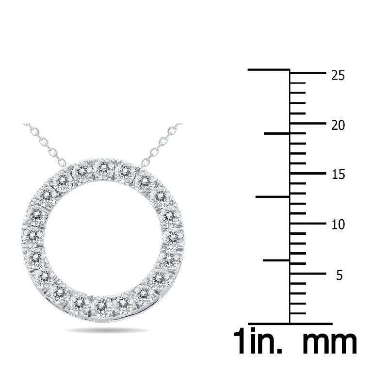 custom engraved moon necklace -Marquee 3/4 Carat TW Diamond Circle Pendant in 10K White Gold