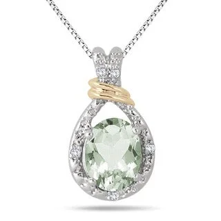 unique pearl pendant necklace -Marquee Jewels 18k Yellow Goldplated Sterling Silver 2ct Green Amethyst Diamond Accent Pendant