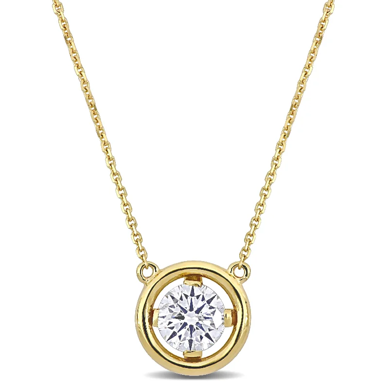 custom engraved star pendant necklace -Miadora 1 1/10ct TDW Diamond Solitaire Station Necklace in 14k Yellow Gold