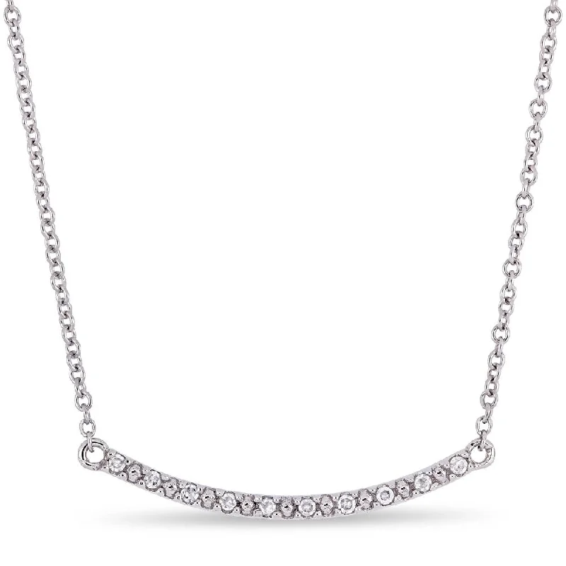 silver choker necklace pendant -Miadora 10k White Gold Diamond Accent Children's Stationed Bar Necklace