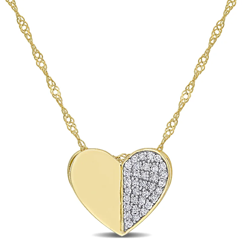 stylish pendant necklace for men -Miadora 10k Yellow Gold 1/10ct TDW Diamond Cluster Heart Necklace