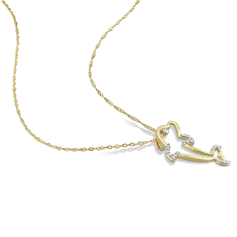 women’s pendant necklace with charm -Miadora 10k Yellow Gold Diamond Accent Dolphin Necklace