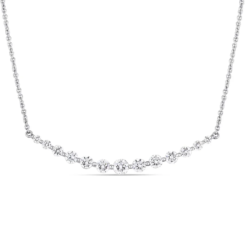 silver personalized name necklace -Miadora 14k White Gold 1ct TDW Diamond Curved Bar Necklace