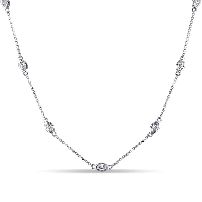 personalized crystal bar necklace -Miadora 14k White Gold 4/5ct TDW Diamond Necklace