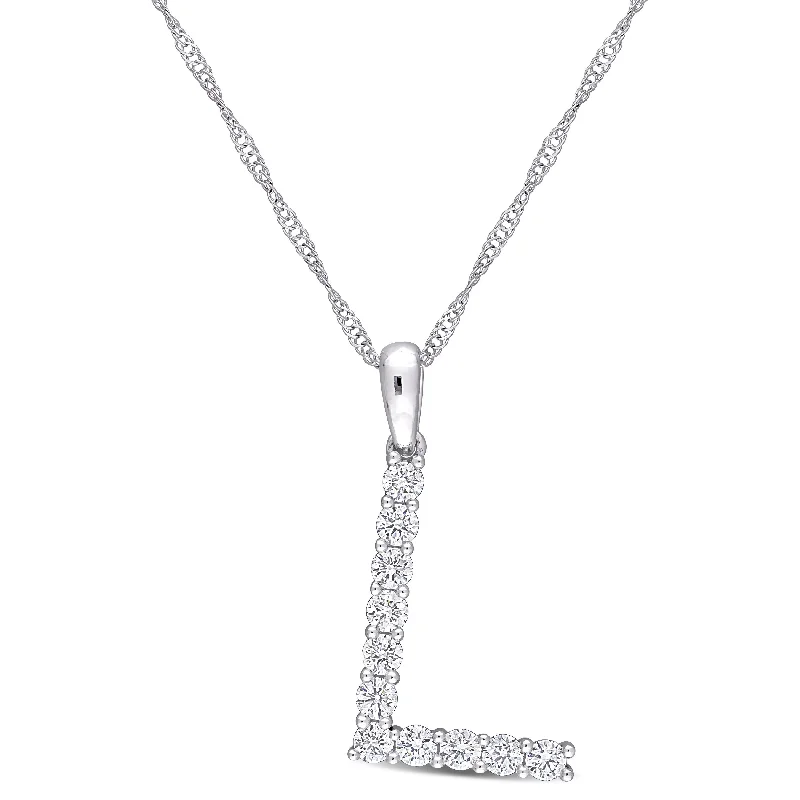 infinity heart pendant necklace -Miadora 3/8ct TDW Diamond 'L' Initial Necklace in 10k White Gold