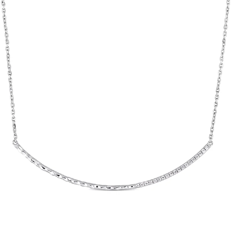 trendy pendant necklace for women -Miadora Signature Collection 14k White Gold 1/7ct TDW Diamond Curved Bar Necklace