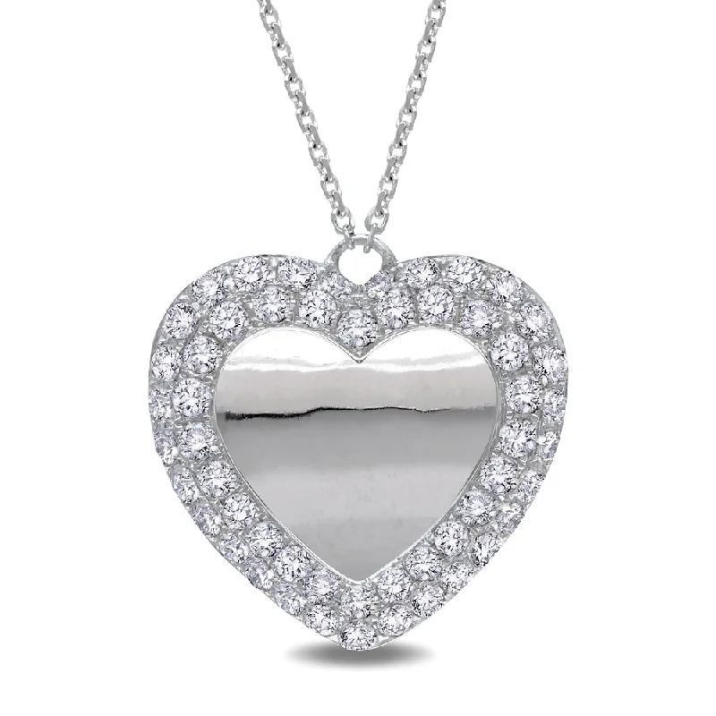 heart-shaped pendant necklace for women -Miadora Signature Collection 14k White Gold 1ct TDW Diamond Heart Necklace