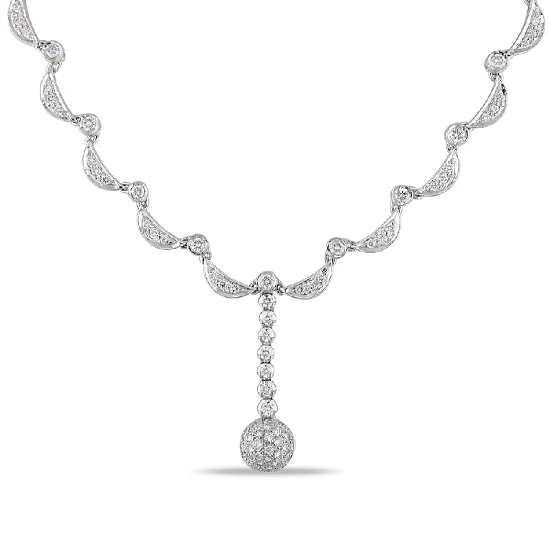 personalized crystal bar necklace -Miadora Signature Collection 14k White Gold 2 3/4ct TDW Diamond Necklace