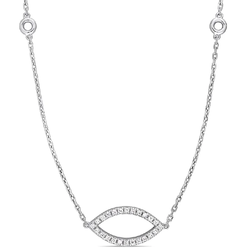 handmade moonstone pendant necklace -Miadora Signature Collection 14k White Gold 4/5ct TDW Diamond Open Marquise and Round-Shaped Stationed Necklace