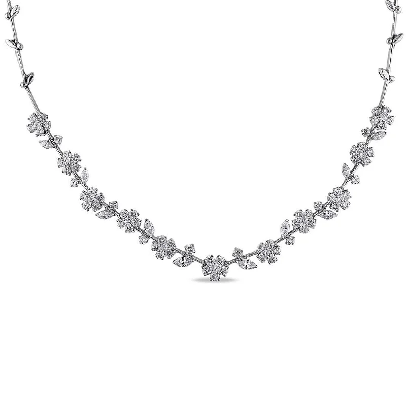 custom crystal pendant necklace gold -Miadora Signature Collection 18k White Gold 13 1/4ct TDW Diamond Necklace