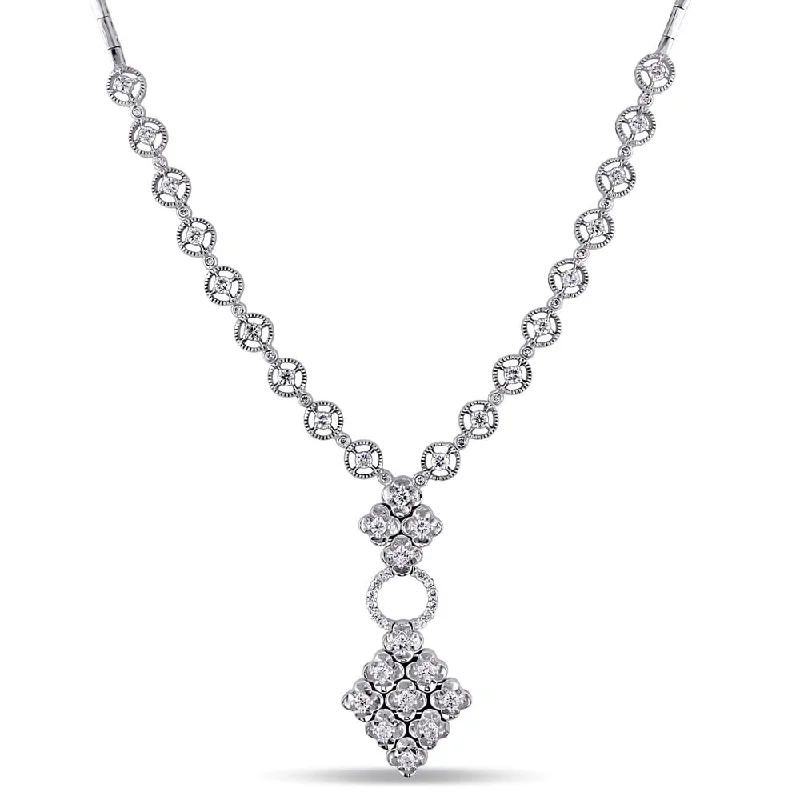 diamond pendant necklace for women -Miadora Signature Collection 18k White Gold 2ct TDW White Diamond Necklace