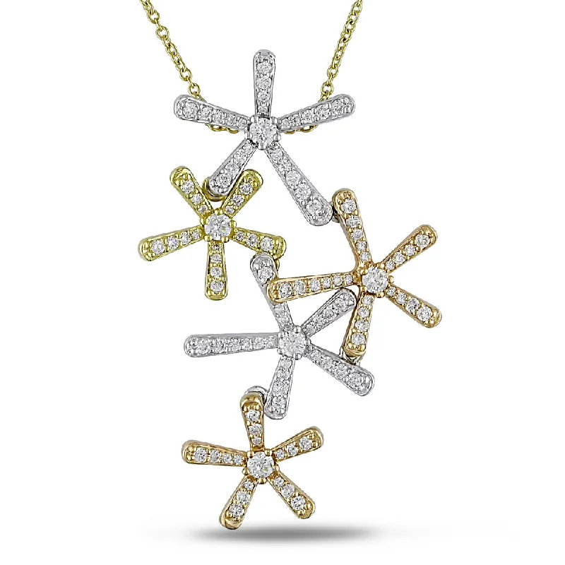 crystal pendant necklace with gemstone -Miadora Signature Collection 18k Yellow Gold 3 1/4ct TDW Cascading Diamond Necklace