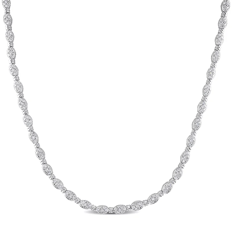 dainty pendant necklace with crystal -Miadora Sterling Silver 1/2ct TDW Diamond Tennis Necklace