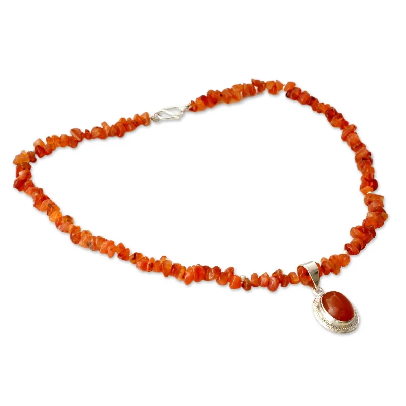 celestial star pendant necklace -Novica Handmade Flame Of Love Carnelian Pendant Necklace