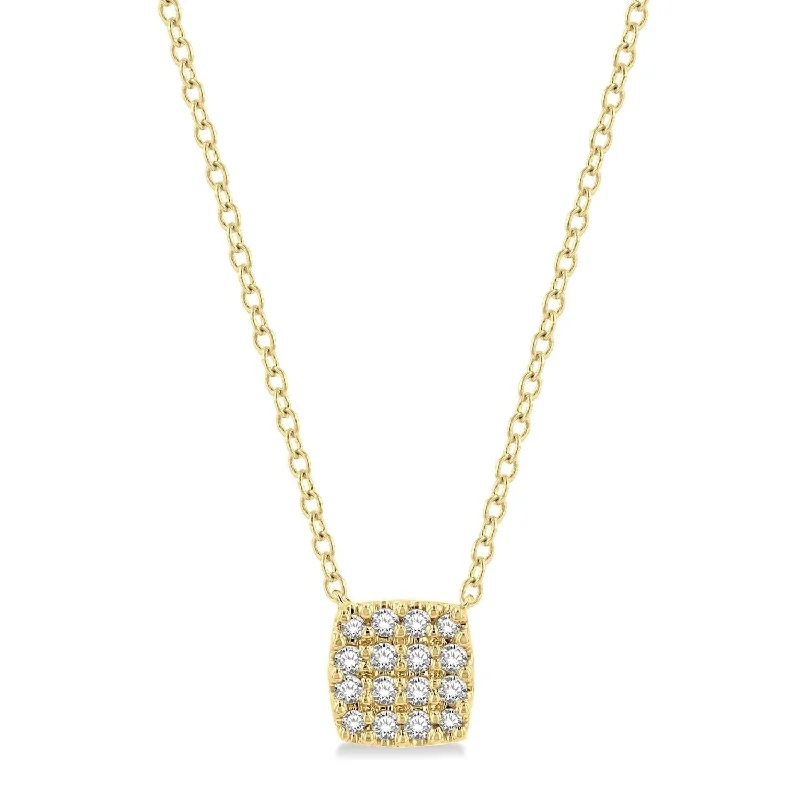 custom engraved pendant necklace gold -Square Diamond Cluster Necklace