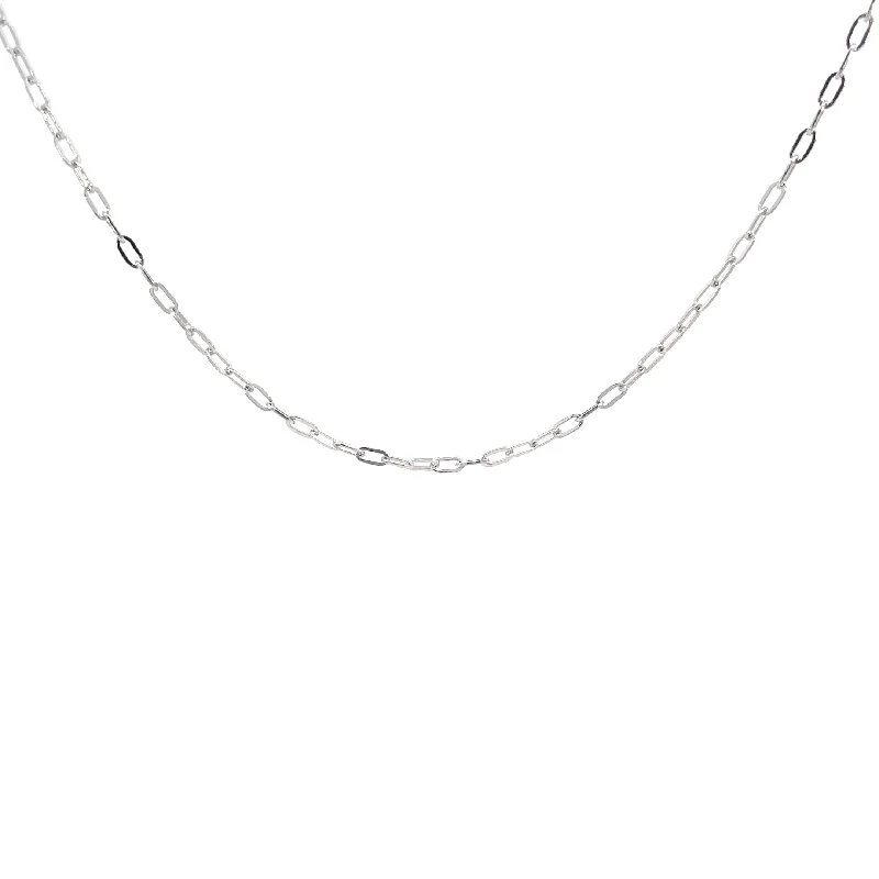 diamond pendant necklace for women -White Gold Paperclip Chain